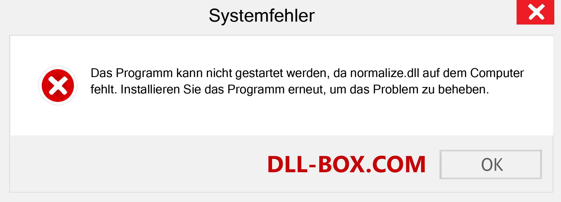 normalize.dll-Datei fehlt?. Download für Windows 7, 8, 10 - Fix normalize dll Missing Error unter Windows, Fotos, Bildern